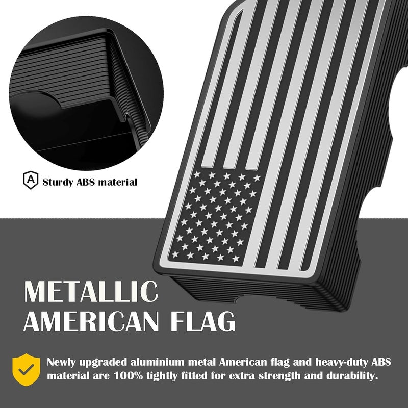 OGYE American Flag Stake Pocket Covers for 2014-2018 GMC Sierra 1500,Chevy Silverado 1500/2500/2500HD/3500 Truck Bed Rail Stake Odd Shaped Hole Plugs Caps (Chrome, 2-Pack) - Image 3